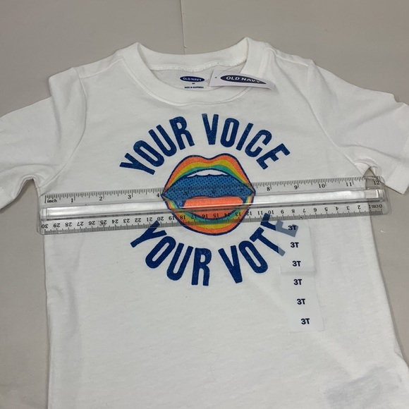 3T NWT Old Navy White Your Voice Your Vote Shirt unisex - Picture 7 of 11